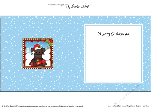 Christmas square landscape insert- Little Chocolate Labrador Dog