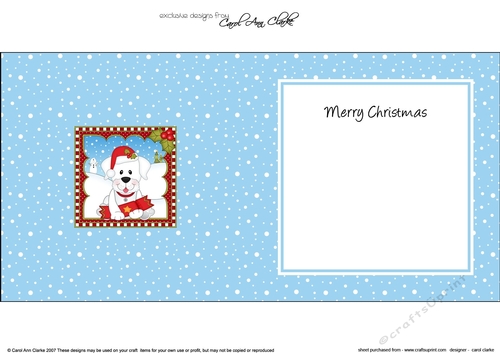 Christmas square landscape insert- Little White Labrador Dog