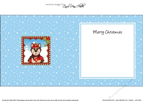 Christmas square landscape insert- Little Husky Dog