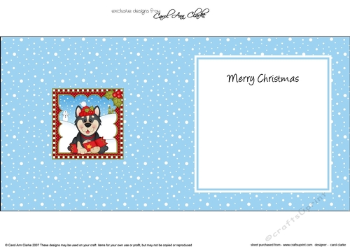 Christmas square landscape insert- Little Husky Dog
