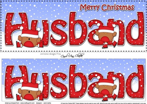 Large DL Merry Christmas HUSBAND 3D decoupage with Bobbin Robin