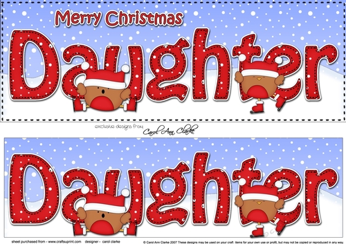 Large DL Merry Christmas DAUGHTER 3D decoupage with Bobbin Robin