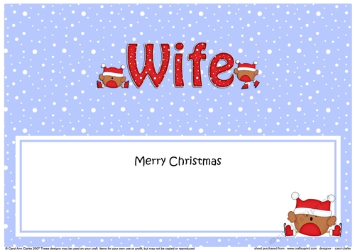 Large DL Merry Christmas WIFE insert with Bobbin Robin