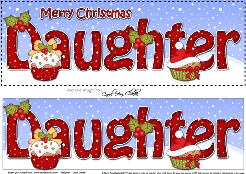 Large DL Merry Christmas DAUGHTER 3D decoupage with Cupcakes