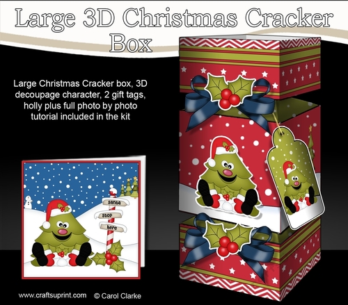 3D Large Christmas Cracker Box Mini Kit -  Cute Xmas Tree is Snowballing