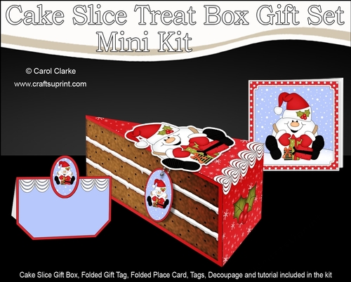 3D Christmas Cake Slice Treat Box Gift Set Mini Kit - Snowball Sam has lots of Presents