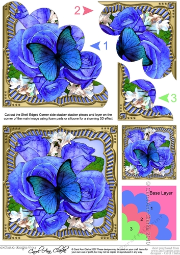 Flowers & Butterfly in a Gold Frame Shell Edged Corner Side Stacker
