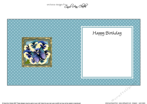 Flowers & Butterfly in a Gold Frame square landscape insert