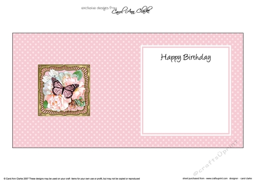 Flowers & Butterfly in a Gold Frame square landscape insert