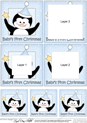 Cute Penguin has a Christmas Star - Babys 1st Christmas - Tunnel Topper