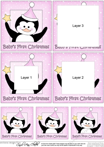 Cute Penguin has a Christmas Star - Babys 1st Christmas - Tunnel Topper