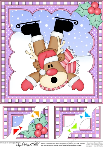  Christmas Rudolph 8 x 8 Scalloped Corner Topper  