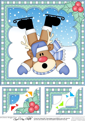  Christmas Rudolph 8 x 8 Scalloped Corner Topper  
