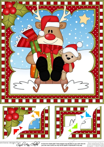  Christmas Rudolph 8 x 8 Scalloped Corner Topper  