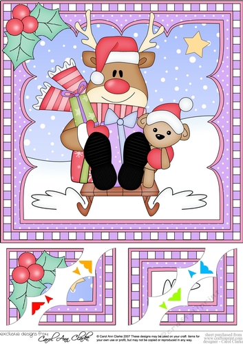  Christmas Rudolph 8 x 8 Scalloped Corner Topper  