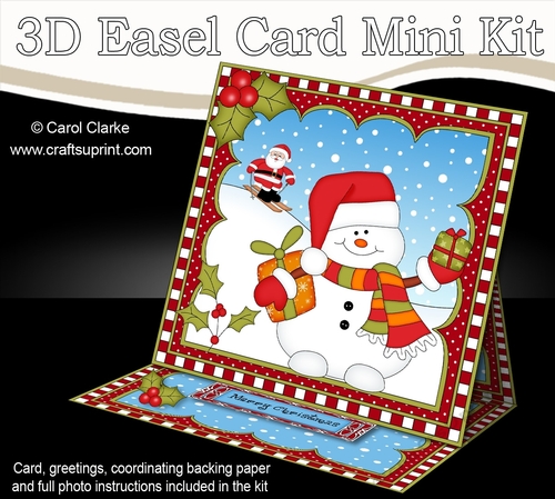 3D Easel Card Mini Kit - Christmas Snowman Oli has Xmas Presents