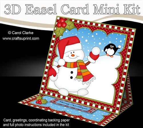 3D Easel Card Mini Kit - Christmas Snowman Oli is having a Snowball fight