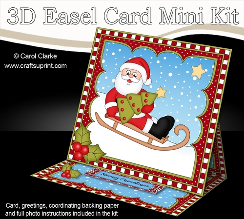 3D Easel Card Mini Kit - Christmas Santa is Sledging!