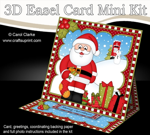 3D Easel Card Mini Kit - Christmas Santa is filling the Xmas Stockings!