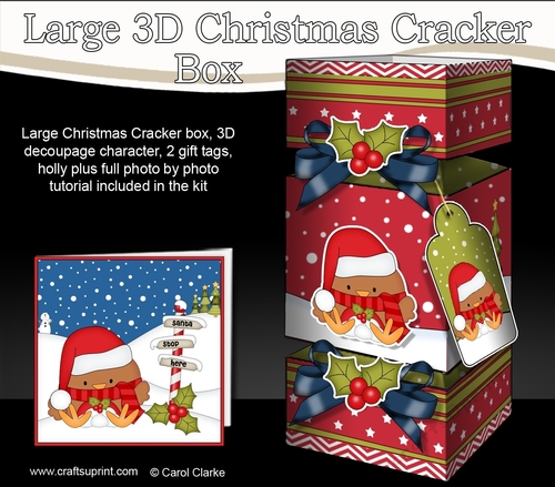 3D Large Christmas Cracker Box Mini Kit -  Bobbin Robin is Snowballing