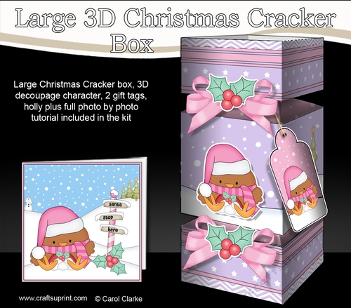 3D Large Christmas Cracker Box Mini Kit -  Bobbin Robin is Snowballing