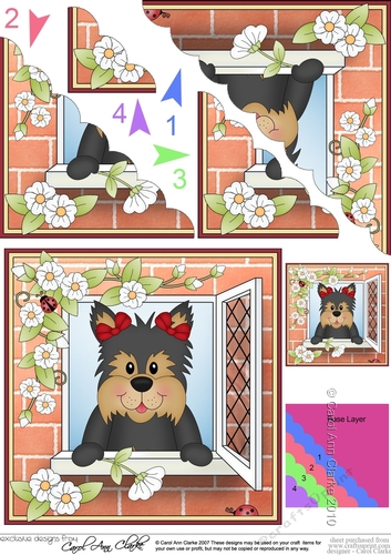 Scalloped Corner Stacker - Through the Window - Little Yorkie Dog