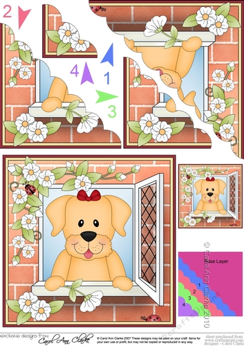 Scalloped Corner Stacker - Through the Window - Little Golden Labrador Dog