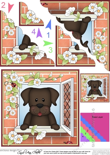 Scalloped Corner Stacker - Through the Window - Little Chocolate Labrador Dog