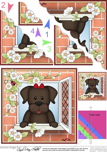 Scalloped Corner Stacker - Through the Window - Little Chocolate Labrador Dog