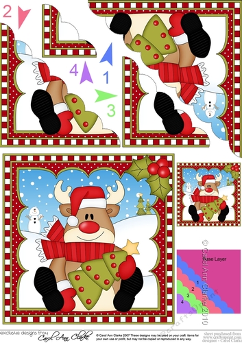 Christmas Rudolph Scalloped Corner Stacker