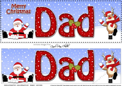 Large DL Merry Christmas DAD with Santa & Rudolph 3D decoupage