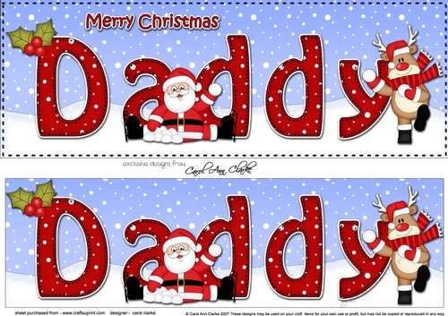 Large DL Merry Christmas DADDY with Santa & Rudolph 3D decoupage