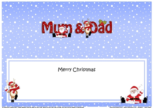 Large DL Merry Christmas MUM & DAD with Santa & Rudolph insert