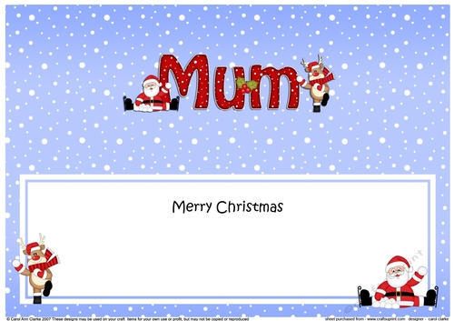 Large DL Merry Christmas MUM with Santa & Rudolph insert