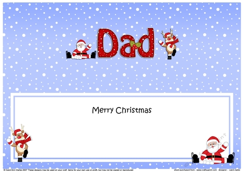 Large DL Merry Christmas DAD with Santa & Rudolph insert