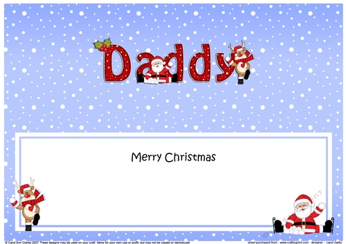 Large DL Merry Christmas DADDY with Santa & Rudolph insert
