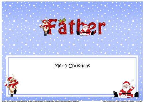 Large DL Merry Christmas FATHER with Santa & Rudolph insert