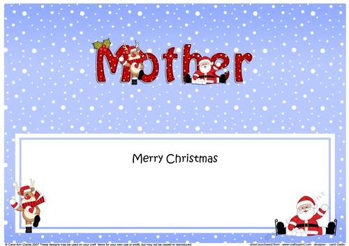 Large DL Merry Christmas MOTHER with Santa & Rudolph insert