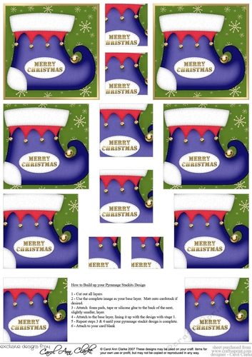 Merry Christmas Stocking Pyramage sheet