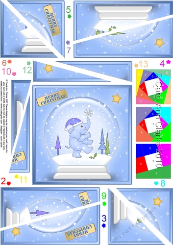 Christmas Snowglobe Twisted Spiral Side Stacker - Xmas Elephant