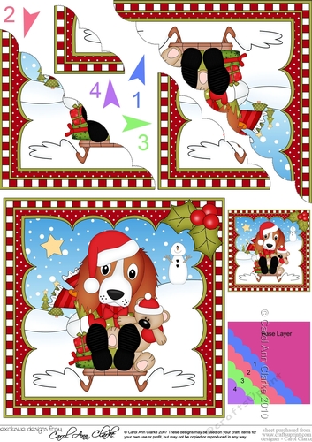 Christmas Scalloped Corner Stacker - Little Springer Spaniel Dog
