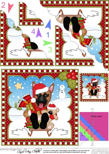 Christmas Scalloped Corner Stacker - Little German Shepherd Dog