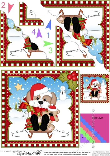 Christmas Scalloped Corner Stacker - Little Cavachon Dog