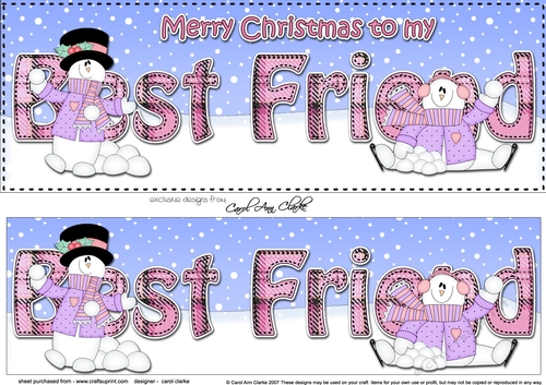 Large DL Merry Christmas to my BEST FRIEND 3D decoupage with Snowman Rio