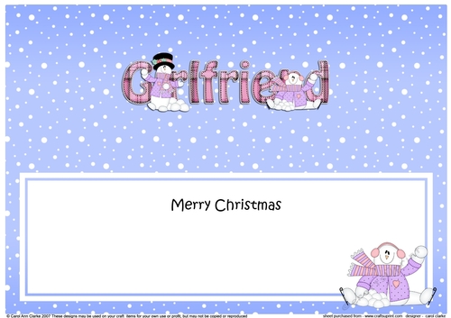 Large DL Merry Christmas GIRLFRIEND insert with Snowman Rio