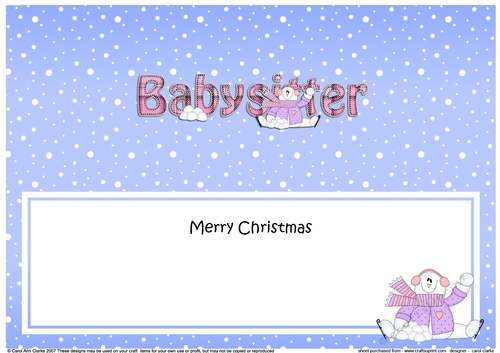 Large DL Merry Christmas BABYSITTER insert with Snowman Rio