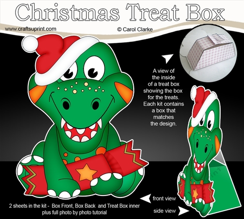 3D Christmas Treat Box Gift Set Mini Kit - Cute Little Dino
