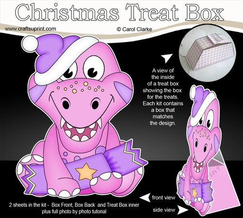 3D Christmas Treat Box Gift Set Mini Kit - Cute Little Dino