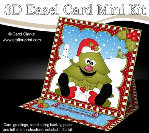 3D Easel Card Mini Kit - Christmas Tree is Snowballing!