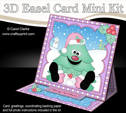 3D Easel Card Mini Kit - Christmas Tree is Snowballing!
